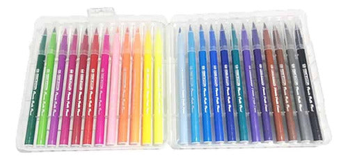 Plumones Punta Pincel Lettering Offi Esco X24 Unidades