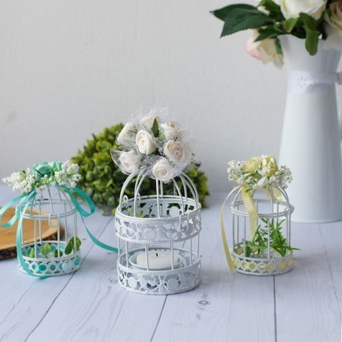 Mini Jaula Redonda Blanca Souvenir Decoracion X 12 Und