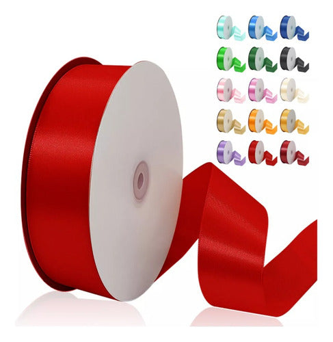 Rollo Cinta Satin Para Decoracion Ancho 4 Cm X 55 Metros Rojo