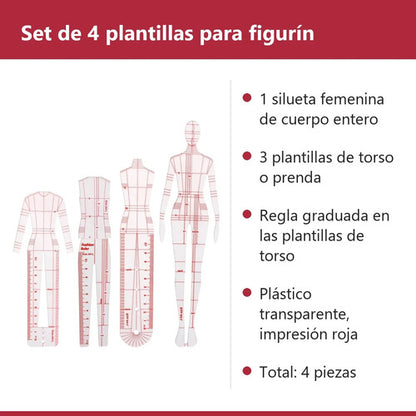 Reglas Para Figurines De Moda Plantillas Diseño Vestuario X4