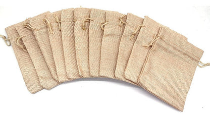 50 Bolsas Costales Yute Con Cordón Dulceros Regalo 9 X 14cm