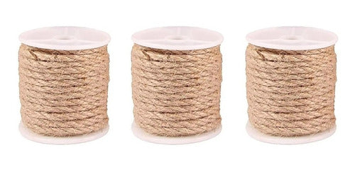 3 Madejas Cuerda Yute Natural 4mm Total 60 Mts Decoración