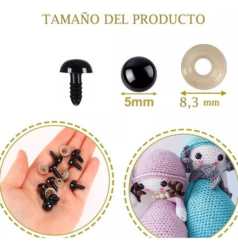 Ojos De Seguridad Amigurumi 5mm Negro 200und Manualidades