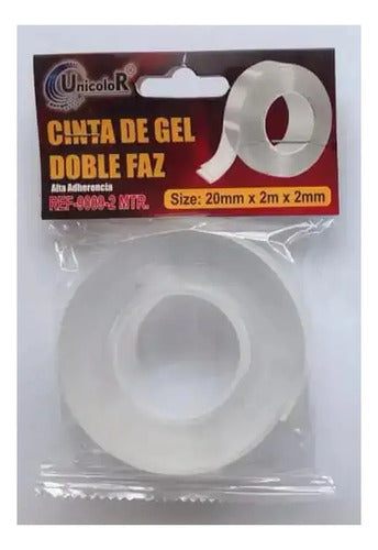 Cinta Doble Faz En Gel Transparente 2 Metros Unicolor