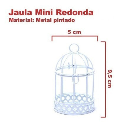 Mini Jaula Redonda Blanca Souvenir Decoracion X 12 Und