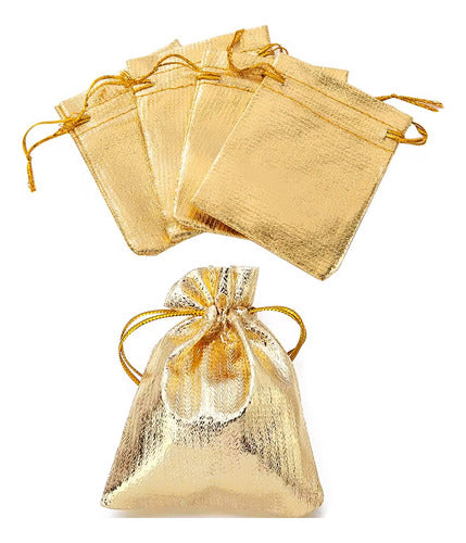 Bolsas Doradas Con Cordon Dulceros Regalo 12 X 9 Cm X 50 Und