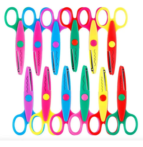 Kit De Tijeras De Borde Decorativo Diseño Varios X12 Unidades