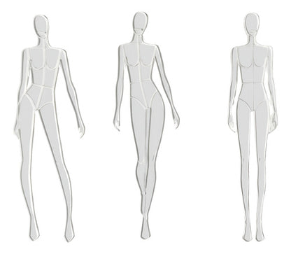 Juego De Reglas Plantilla Bocetos Diseño De Moda  X 3 Und