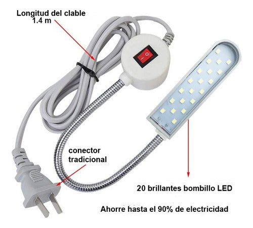 Luz Para Máquina De Coser Magnetica Brazo Flexible