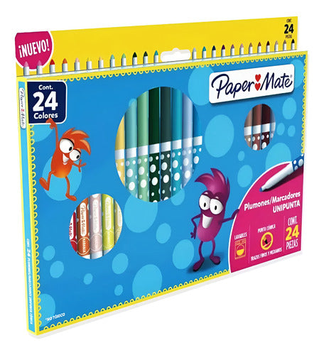 Plumones Marcadores Colores X24 Paper Mate Blanco