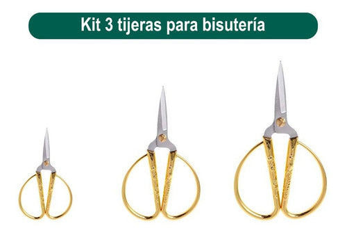 Kit De 3 Tijeras Herramienta Bisutería Fabricada En Acero