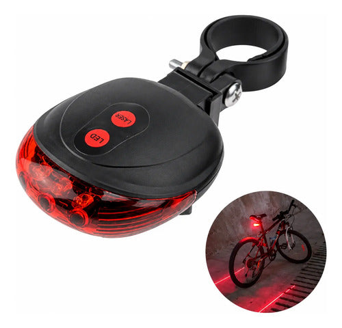 Luz Led Trasera Bicicleta Laser Traza Camino Resistente Agua
