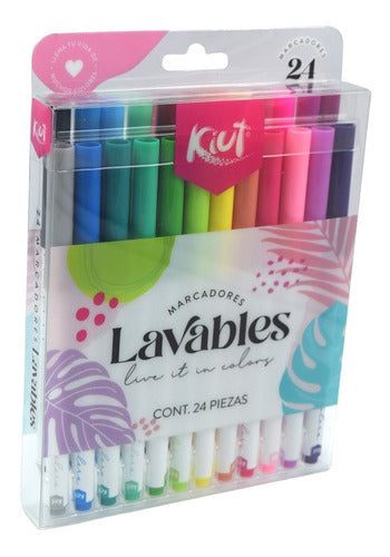 Marcadores Lavables Delgados Kiut 24 Piezas