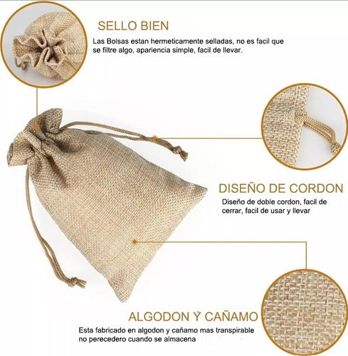 Bolsas Costales Yute Cordon Dulceros Regalo 9x14cm X 100 Und