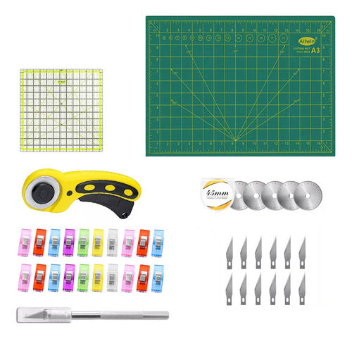 Kit De Herramientas Corte De Tela Tabla Corte A3  X39 Piezas