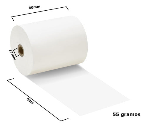 12 Rollos Papel Termico Impresora Pos Factura 80mm X 60 M