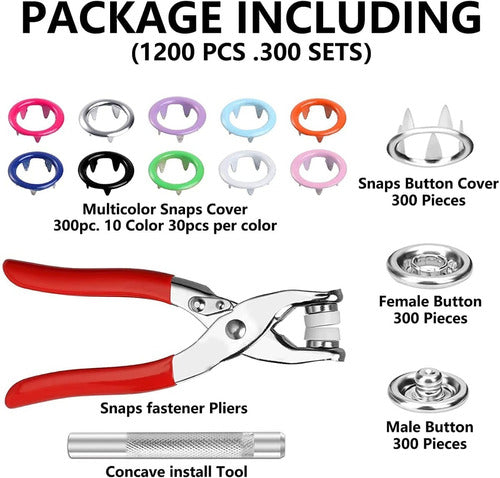 Kit Pinza Alicate Para Broches Metálicos+300 Broches Costura