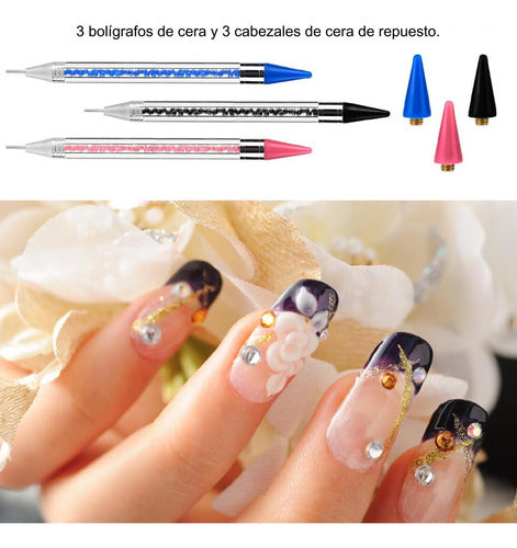 Kit Lapices Aplicadores Diamantes Arte En Uñas X 3 Und