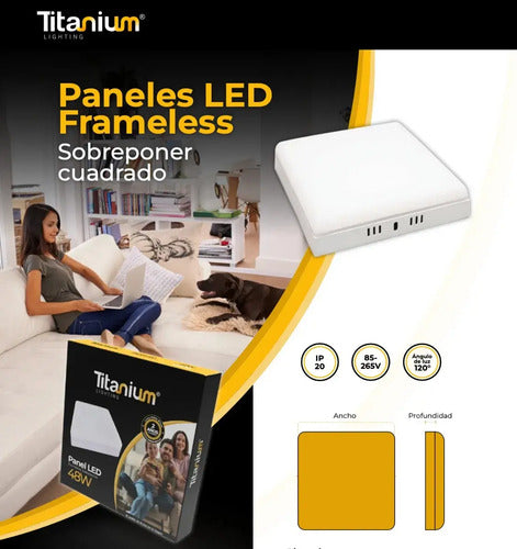 Panel Led Frameless De Sobreponer Cuadrado 24w X6 Und
