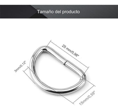 Hebillas Argollas Anillos Forma D 25mm X 100 Und