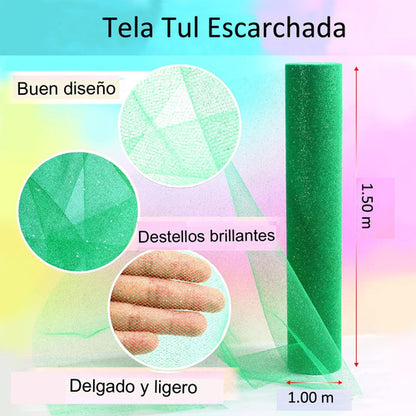 Tela Tul Escarchada Vestidos Faldas Ancho 1.50m  X 1 Mts