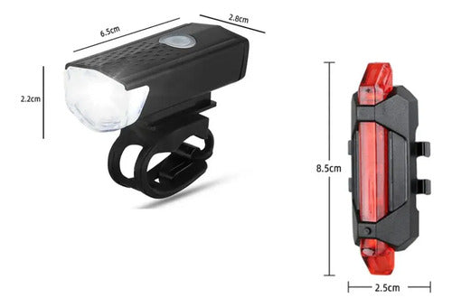 Luz Led Recargable Usb Para Bicicleta Delantera Y Trasera