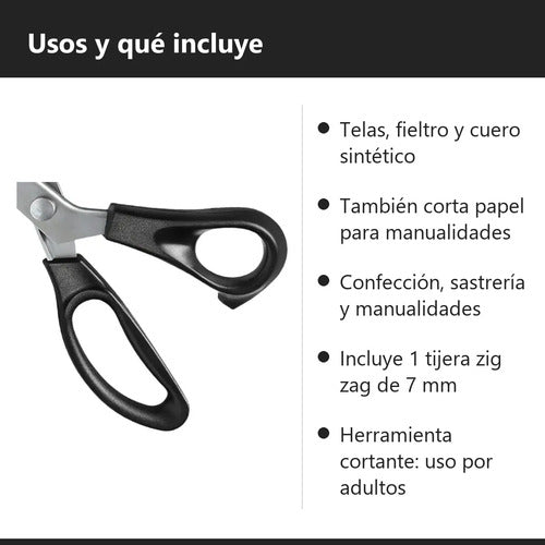 Tijera Zig Zag Para Tela Dentado 7 Mm Costura Y Sastrería