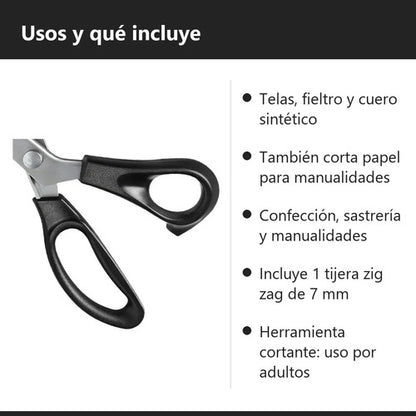 Tijera Zig Zag Para Tela Dentado 7 Mm Costura Y Sastrería