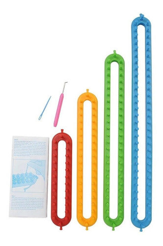 Kit Telar Rectangular Plástico Largo X4 Tamaños + Agujas
