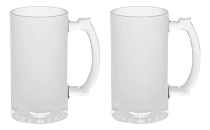 2 Mugs Cerveceros En Vidrio Opalizados Para Sublimar