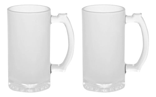 2 Mugs Cerveceros En Vidrio Opalizados Para Sublimar Default Title