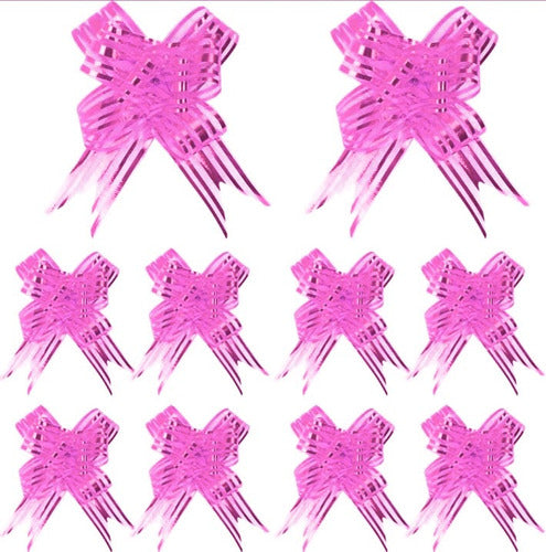Moños De Regalo Mediano Organza Irizado Navidad 100 Und