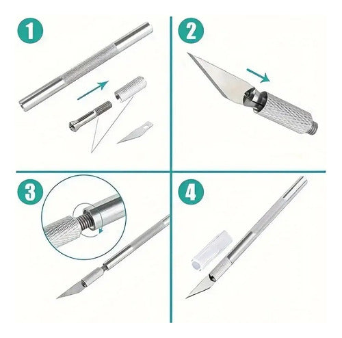 Kit De 3 Bisturíes Exacto Cutter 10 Cuchillas Intercambiable