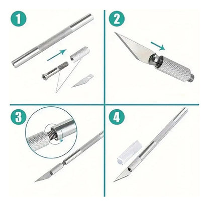 Kit De 3 Bisturíes Exacto Cutter 10 Cuchillas Intercambiable