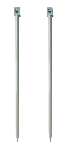 Par De Agujas De Aluminio Tejer En Dos X35cm