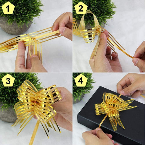 Moños De Regalo Mediano Organza Irizado Navidad 20 Und