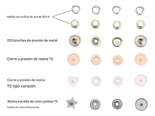 Broches Plásticos De Presión T5 Kit 300 Juegos Con Alicate