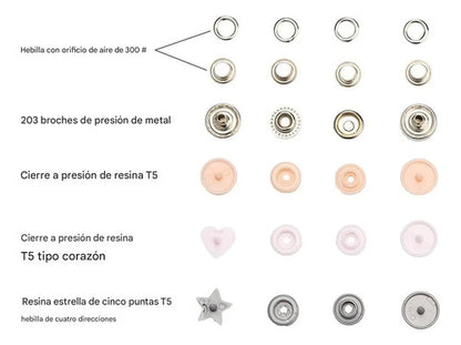 Broches Plásticos De Presión T5 Kit 300 Juegos Con Alicate