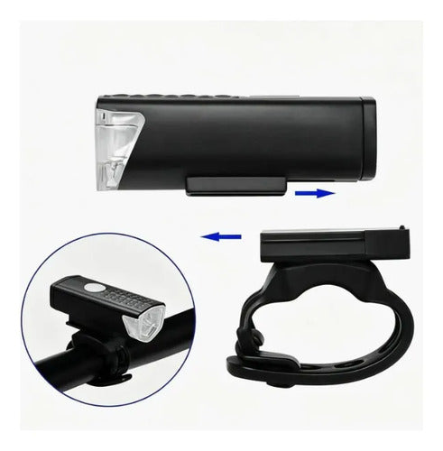Luz Led Recargable Usb Para Bicicleta Delantera Y Trasera