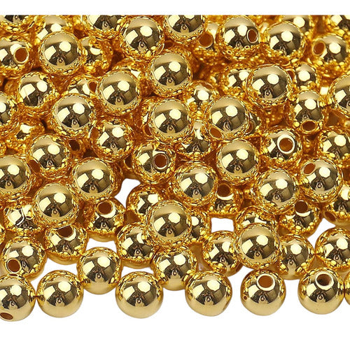Perlas Doradas En Plastico Para Pulseras Joyeria Collares Dorado 8 mm