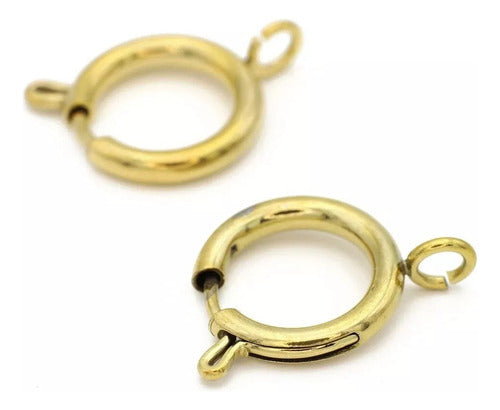 Cierres Rosca Broches Manillas Collares Joyas X 50 Unid Anillo Resorte Dorado