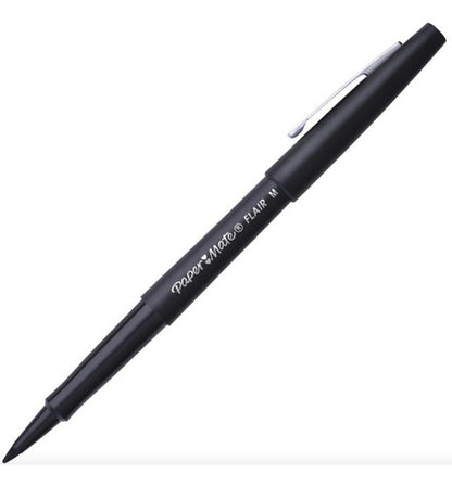 Micropunta Paper Mate Flair Negro X12 Unidades
