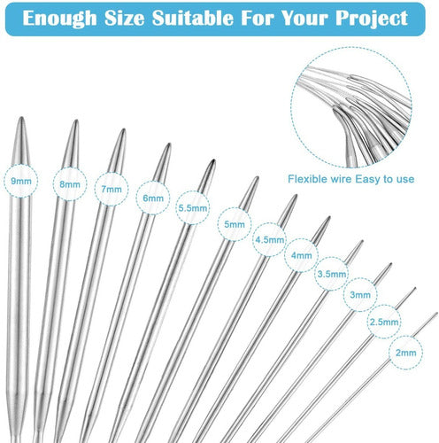 Kit Aguja Circular Para Tejer Punta Metal 12 Unidades X80cm