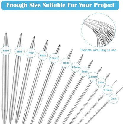 Kit Aguja Circular Para Tejer Punta Metal 12 Unidades X80cm