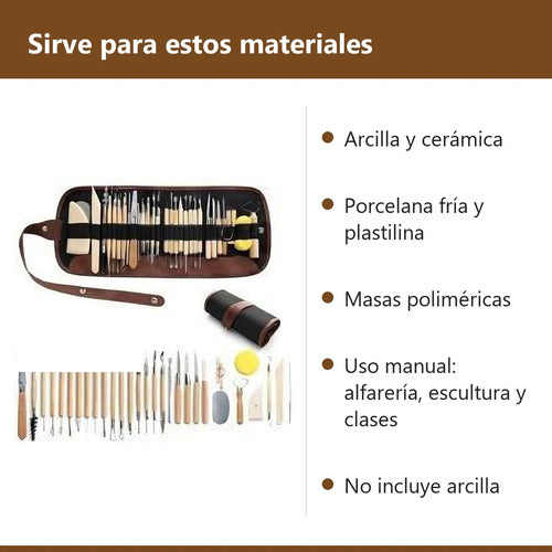 Kit 30 Herramientas Modelar Arcilla Cerámica Con Estuche