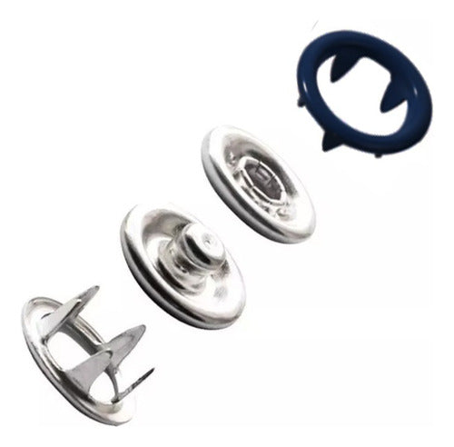 Broches A Presión Metálicos 9.5mm Para Ropa Tela X 100 Und Azul Oscuro
