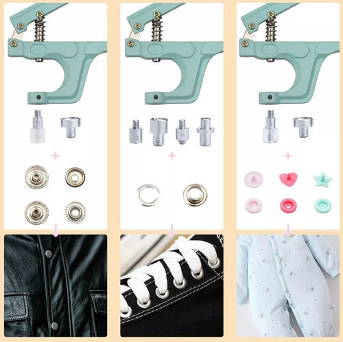 Kit pinza Broches Plasticos Ojales Broches Metalicos Cazuela X 300 Pzs