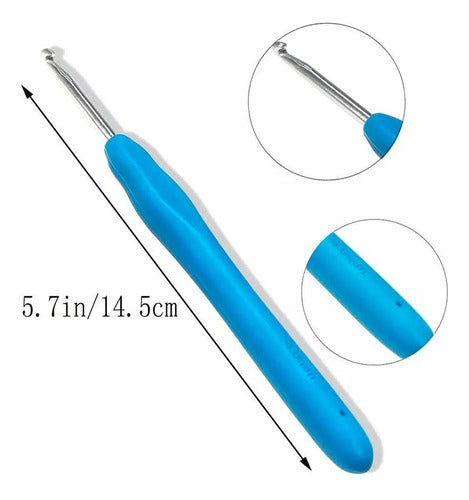 Juego 12 Agujas Crochet Tejer Mango Siliconado 2mm-8mm