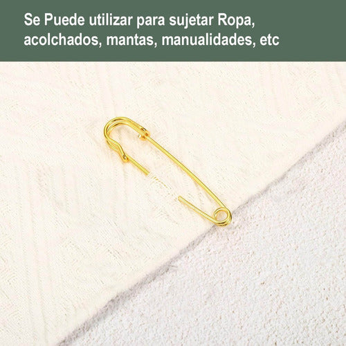 Gancho Grande Alfiler De Seguridad Dorado Falda 7,5cm X10und