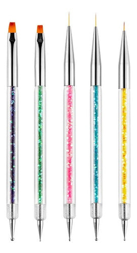 Kit Repujadores Unicolor Doble Punta Bolillo Y Pinceles X5